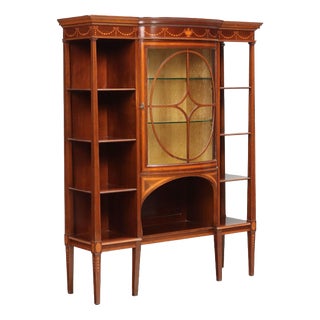 Mahogany Display Cabinet with Maple Inlays For Sale