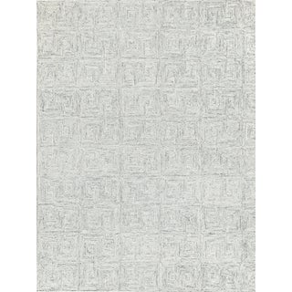 Exquisite Rugs Labyrinth Tufted New Zealand Wool & Cotton Light Blue/Ivory Rug-5'X8' For Sale
