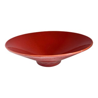 1940s Mid-Century Modern Orange Haeger Footed Display Decor Bowl For Sale