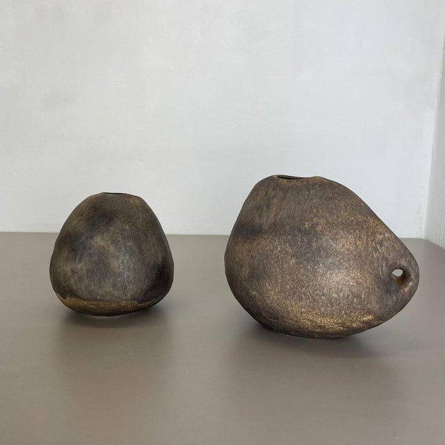 West German Ceramic Studio Vases attributed to Helmut Schäffenacker, 1960s, Set of 2 For Sale - Image 3 of 18