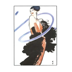 1985 French Fashion Print by Rene Gruau, Matted