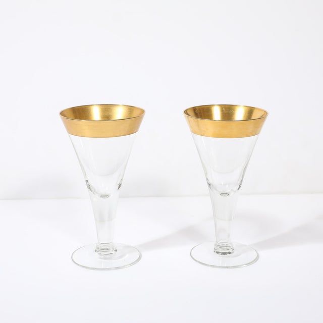 Set of 6 Mid-Century Modernist Gilt Rimmed Wine Glasses by Dorothy Thorpe For Sale In New York - Image 6 of 14