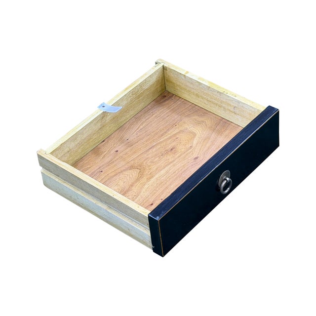 47" Black Wood Grain Pattern 6 Drawers Console Side Altar Table For Sale - Image 10 of 12