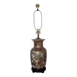 Late 20th Century Chinese Import Satsuma Style Gold Table Lamp For Sale