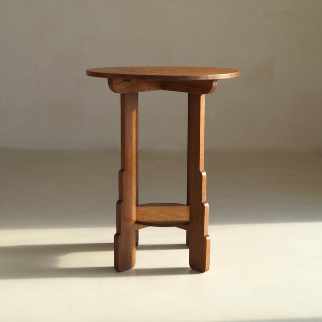 Wood Dutch Amsterdam School Art Deco Stepped Side Table with Ball Feet, 1920s For Sale - Image 7 of 16