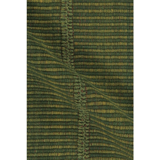 Rug & Kilim's Contemporary Rez Kilim Flatweave Rug With Green Striped Design For Sale In New York - Image 6 of 10
