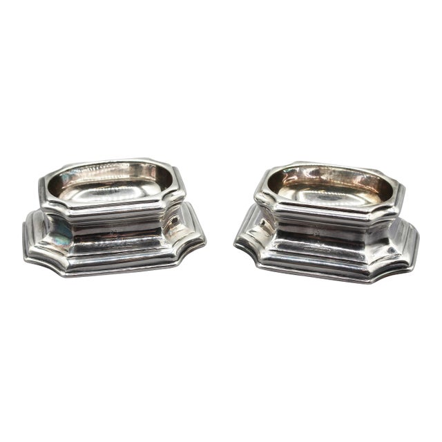 Pair of 1731 London Sterling Silver Trencher Master Salts by Edward Wood For Sale
