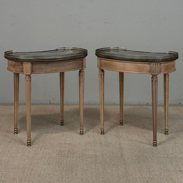 Pair of Louis XVI Neoclassical Stripped Mahogany Side Tables With Bronze Trim For Sale - Image 18 of 18