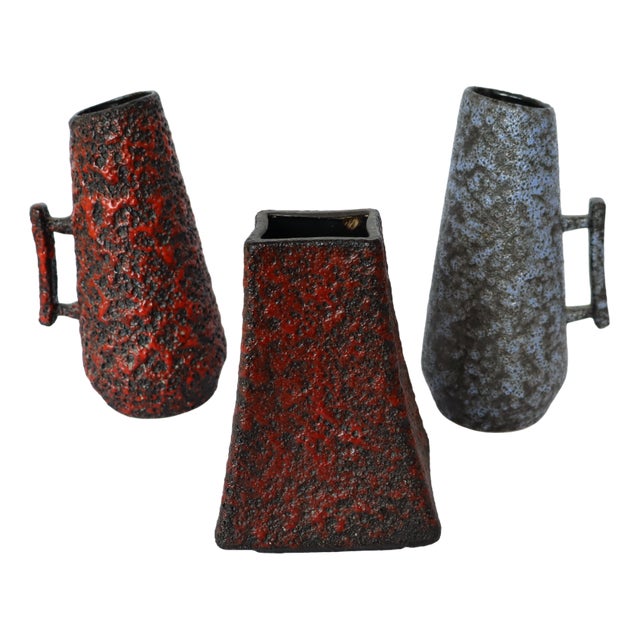 Fohr Lava Ceramic Vase, Set of 3 For Sale
