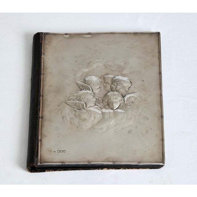 Victorian Rare 19th C. Mappin & Webb Sterling Silver Cherub Leather Folio For Sale - Image 3 of 9