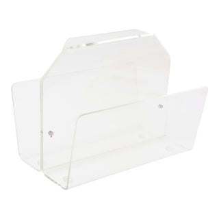 Vintage 1970's Two Compartments Lucite Magazine Stand or Rack Modern Design For Sale