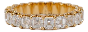 18k Yellow Gold Full Eternity 4.43ct. Asscher Cut Diamond Accented Wedding Band