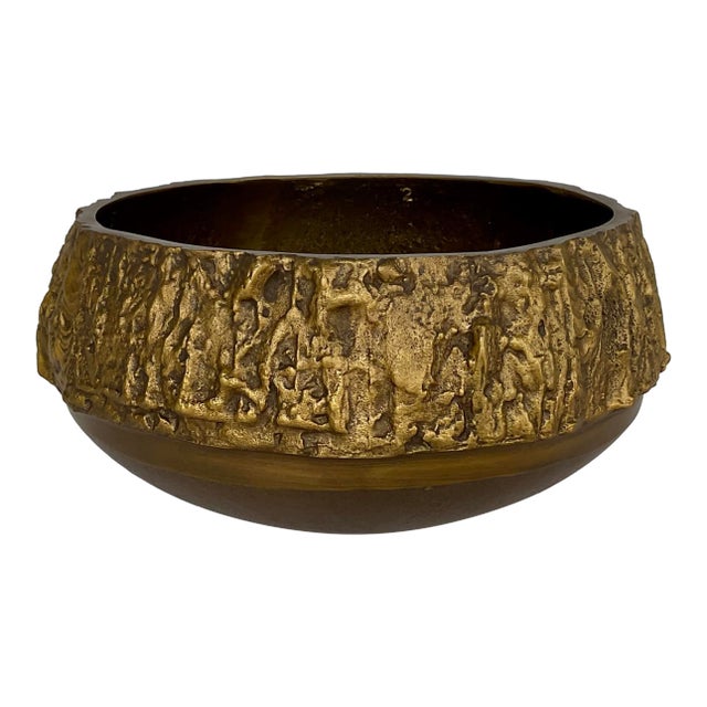 Jonathan Richard Brutalist Style Antiqued Brass Bowl For Sale