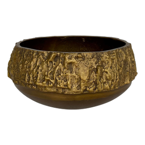 Jonathan Richard Brutalist Style Antiqued Brass Bowl