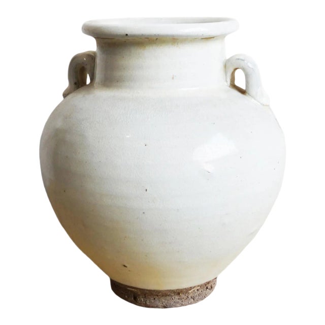 Farmhouse Vintage White Ceramic Jug Vase For Sale