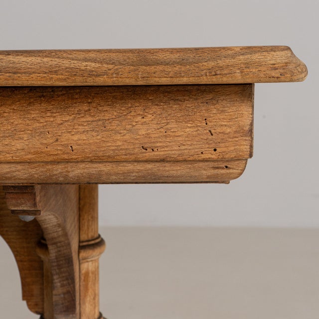 1900-1909 France Weathered Honey Oak Carved Oak Console Table For Sale In Greensboro - Image 6 of 10