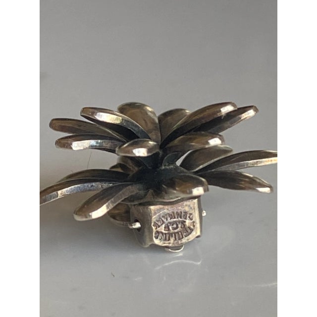Silver Sterling Silver Floral Earrings by S. Christian Fogh (Denmark) For Sale - Image 8 of 8