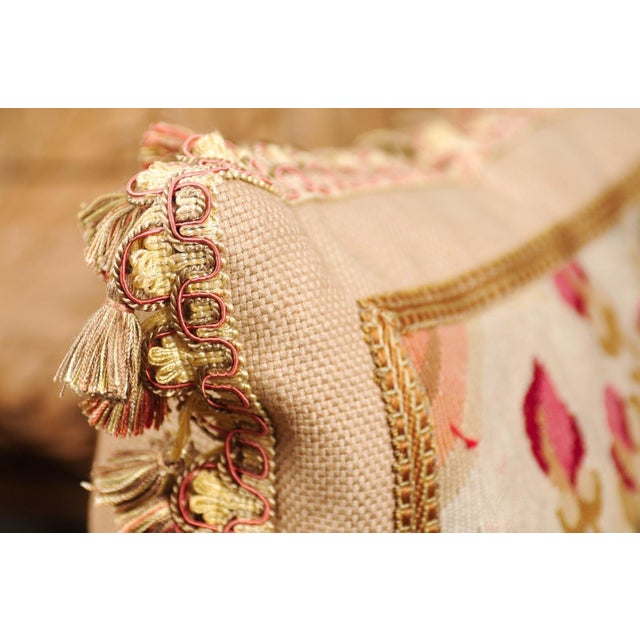 Pillow Made from a 19th Century French Tapestry with Floral Décor and Tassels For Sale - Image 4 of 12