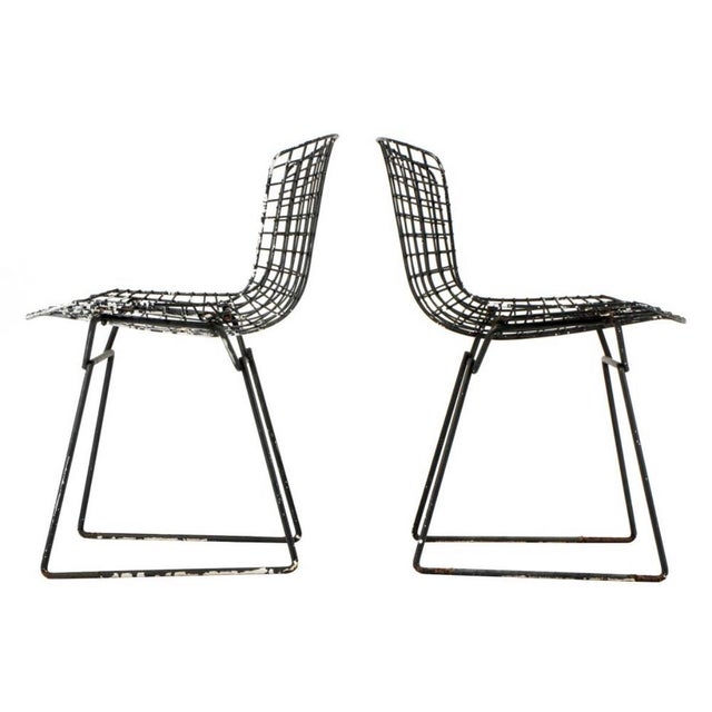 Mid 20th Century Black Aluminum Dining Chairs Attributed to Bertoia for Knoll- Set of Four For Sale - Image 10 of 12