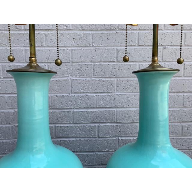 Christopher Spitzmiller, Inc Christopher Spitzmiller Turquoise Gourd Lamps - a Pair For Sale - Image 4 of 10