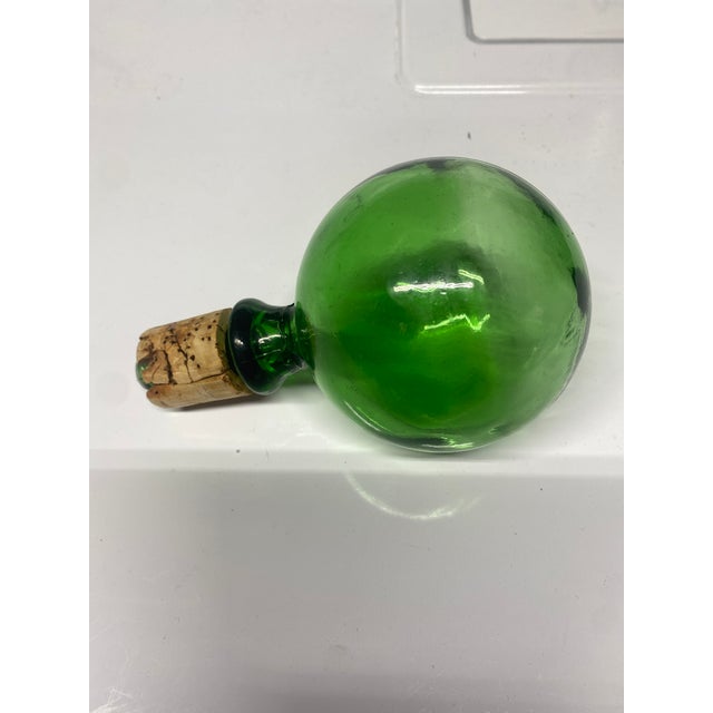 Glass 1970s Vintage Mid-Century Modern Italian Green Glass Decanter/Carafe Empoli Italy For Sale - Image 7 of 11