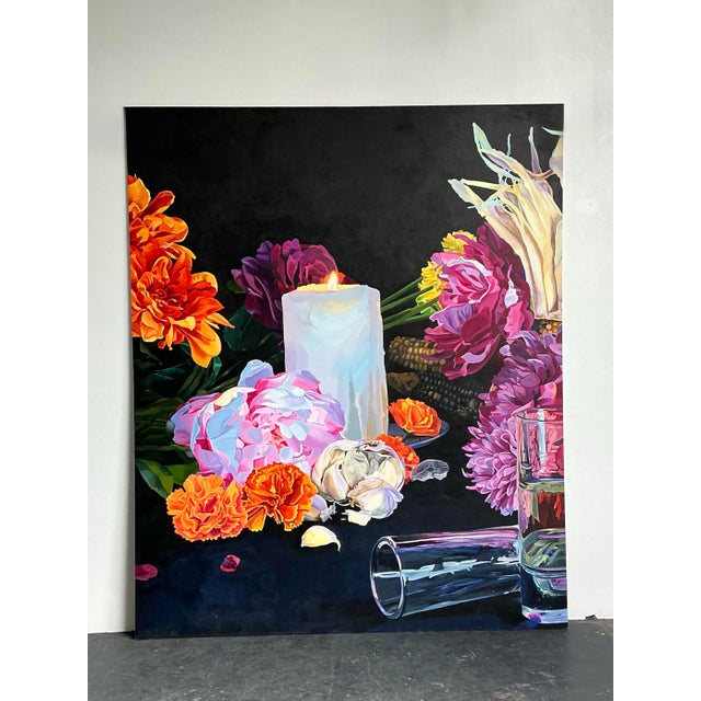 Vintage Monumental Original Still Life on Canvas Wrapped Board For Sale - Image 11 of 12