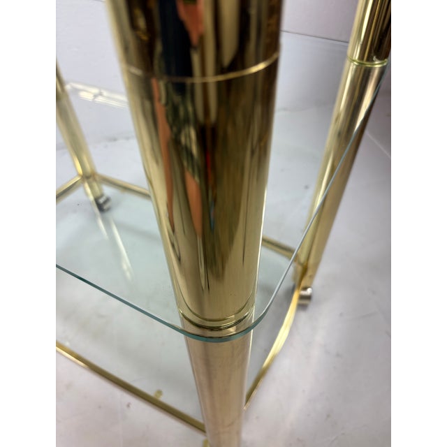 1980s Mid-Century Design Institute of America Brass and Glass Bar Trolley For Sale - Image 5 of 11