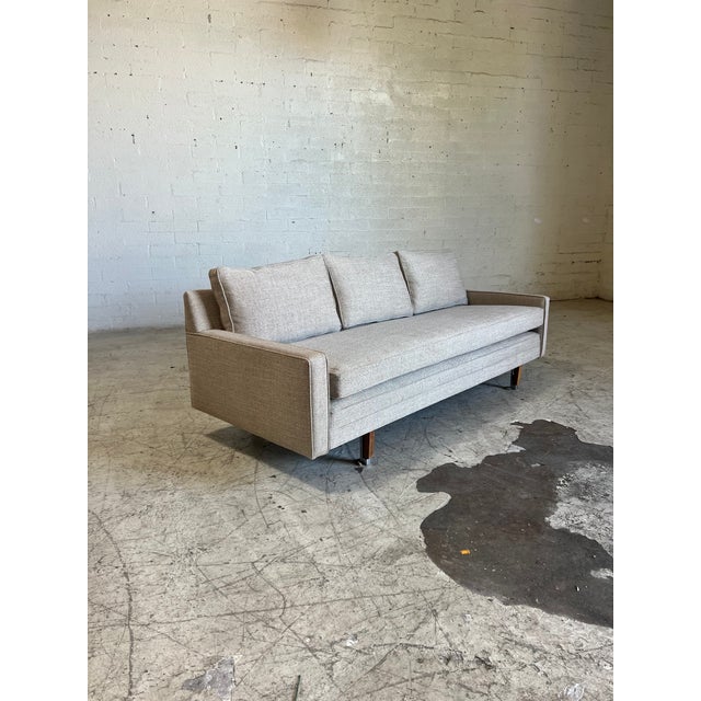 Wood Mid Century Modern Convertible Sleeper Sofa, Newly Upholstered For Sale - Image 7 of 7