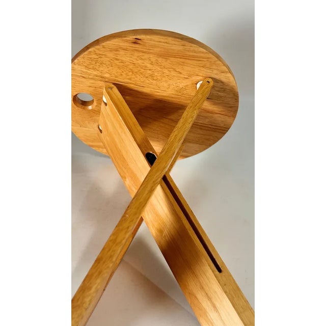 French Folded Stool in Wood by Adrian Reed, 1970 For Sale - Image 4 of 8