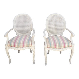 1970's White Washed Twisted Rope Armchairs - Set of 2 For Sale