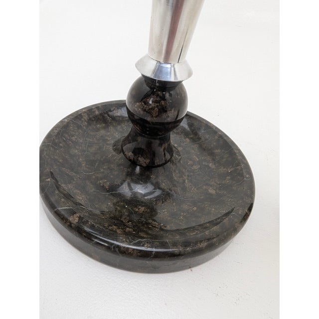 1930s Large German Art Deco Candleholder in Aluminum and Marble, 1930s For Sale - Image 5 of 8