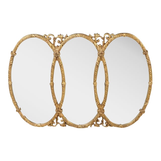 Hollywood Regency Style Giltwood Wall Mirror, 1981 For Sale