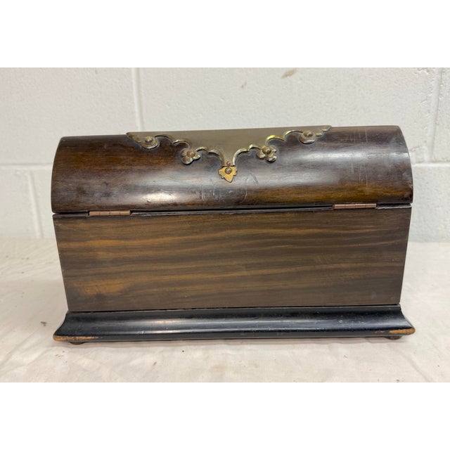 Antique 19th Century Brass Wood English Inkwell Letter Pen Stand Writing Book For Sale - Image 12 of 14