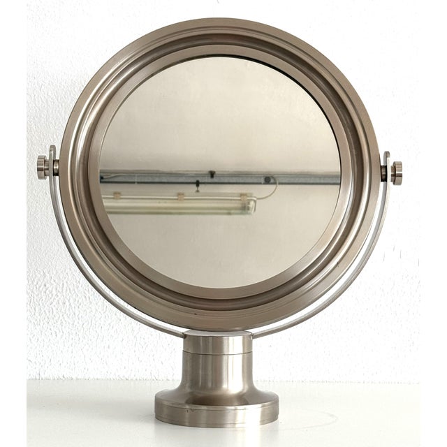 Swivel nickel-plated brass table mirror designed by Sergio Mazza for Artemide in 1960 circa. with Original patina, please...