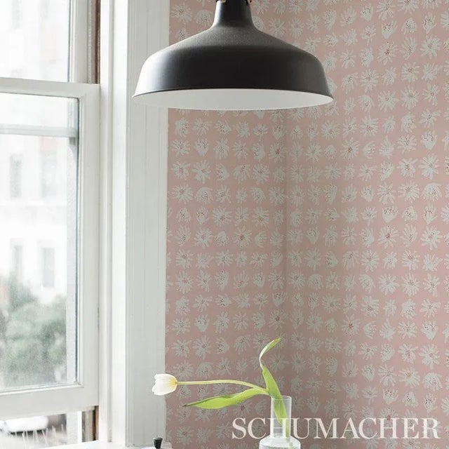Schumacher Schumacher X Caroline Z Hurley Meadow Rock Wallpaper in Blush - 10 Yards For Sale - Image 4 of 5