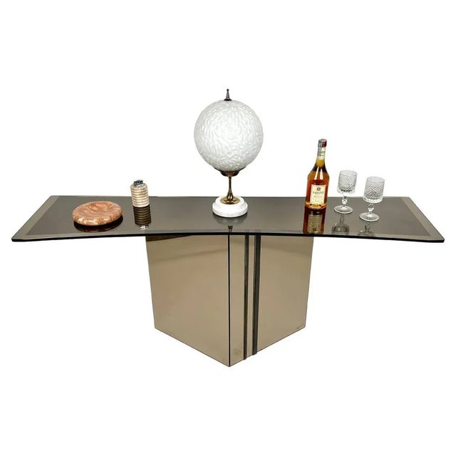 1970s Glass, Mirror and Brass Console Table from Nazaret, Italy, 1970s For Sale - Image 5 of 11