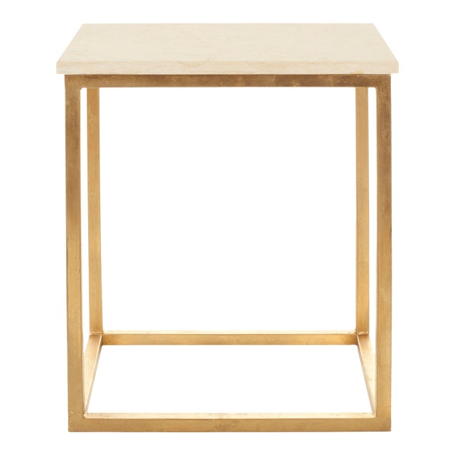 Faux Marble Accent Table in Ivory & Gold Chairish