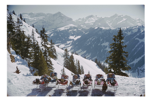Slim Aarons, Lounging in Gstaad, Estate Stamped Digital Print