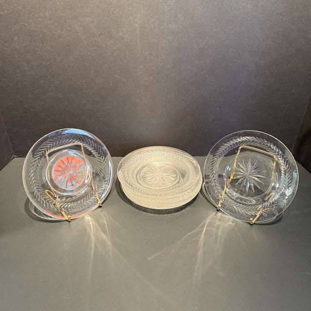 Vintage Clear Cut Crystal Fruit Plate Set- 9 Pieces For Sale - Image 9 of 17