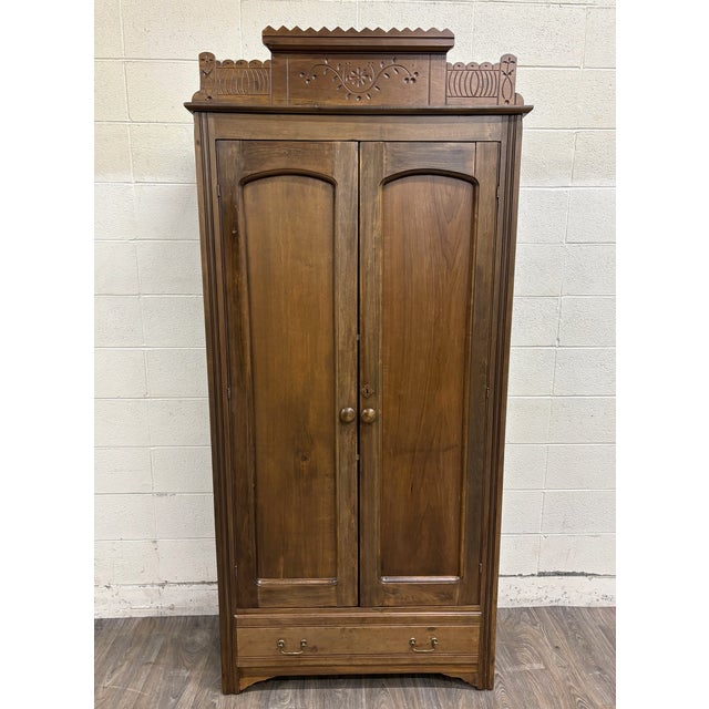 Antique Victorian Eastlake Aesthetic Movement Wardrobe Armoire Hall Cupboard For Sale - Image 4 of 15