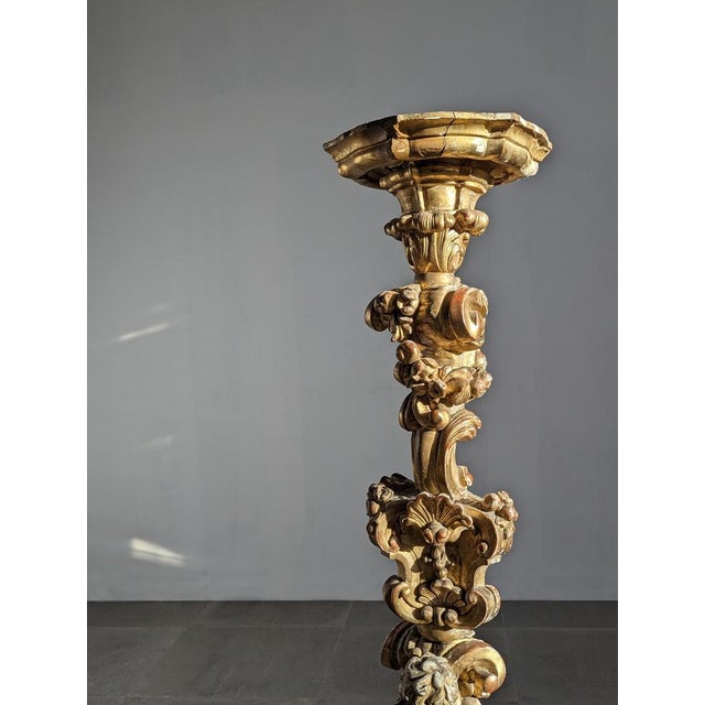 Baroque Baroque Torcheres in Golden Wood, 1800s, Set of 2 For Sale - Image 3 of 18