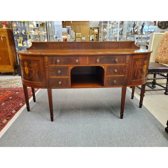 Wood Early 20th Century Buffet Sideboard Mahogany Vintage Sheraton Style For Sale - Image 7 of 12