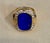 Contemporary 8.5 Ct Emerald cut Natural Lapis Lazuli + Diamond Ring 14 Kt Yellow Gold, 5.5 S For Sale - Image 3 of 18