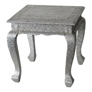 Hand Crafted Vintage Anglo-Indian Silver Clad Side Low Table