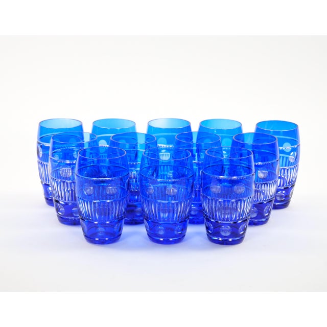 Val Saint Lambert Cobalt Blue Tableware Crystal Water, Service for 12 People For Sale - Image 13 of 13