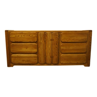 Stanley Furniture Oak Contemporary Modern 72" Triple Door Dresser For Sale