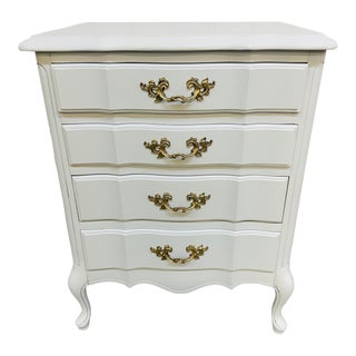 Vintage French Provincial White Painted Nightstand For Sale