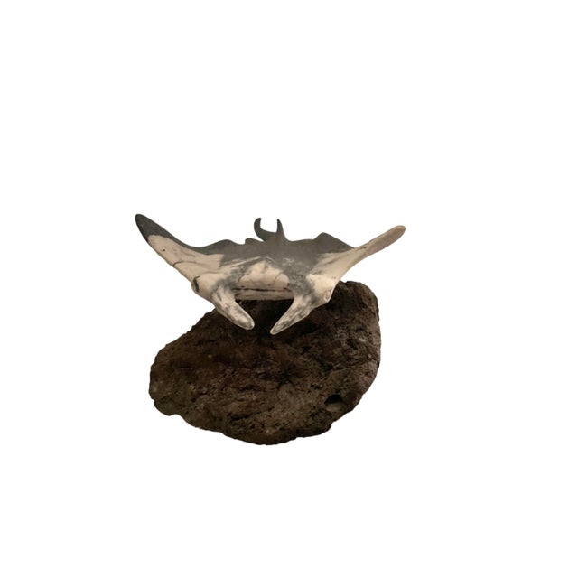 Gemstone Late 20th Century Nautical Stone Stingray Sculpture on Lava Rock, Signed & Numbered, 12.5"w For Sale - Image 7 of 11