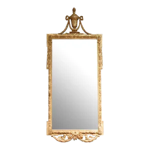 Tall Italian Neoclassical Period Gilt Wood Mirror With Urn Crest