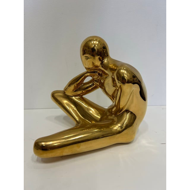 Ceramic 1970's 18k Gold Glazed American Modern Ceramic Figure by Jaru of California For Sale - Image 7 of 7